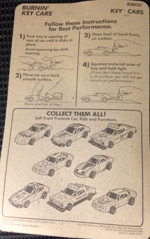 Инструкция для Burnin' Key cars от Kidco